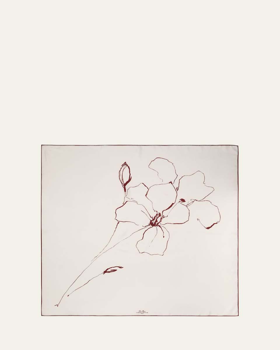 Flower-Print Silk Scarf